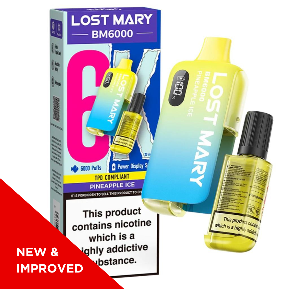 10 x Lost Mary: BM6000 Pineapple Ice 20mg -100